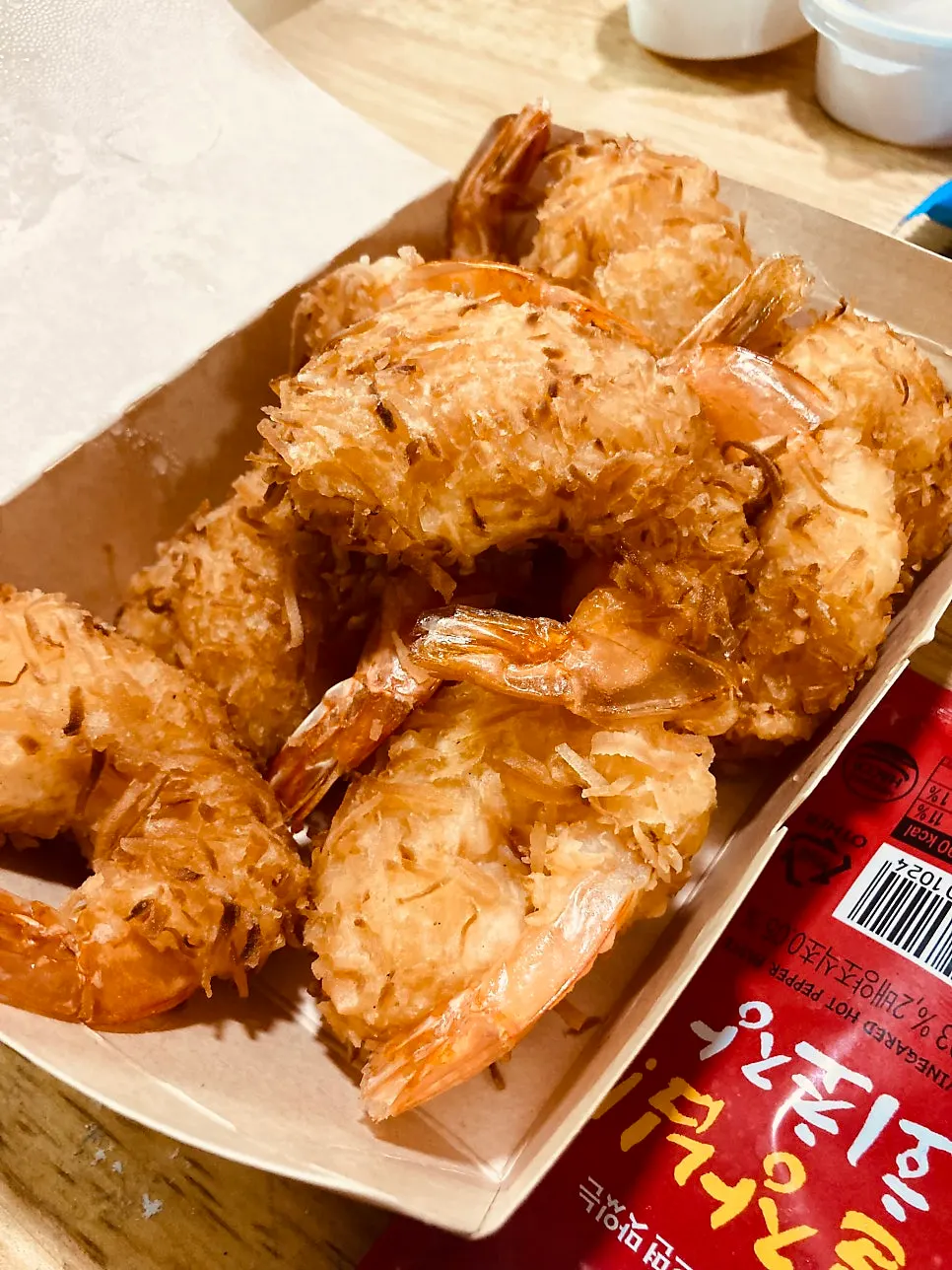 Crispy fried shrimp as a side dish for takeout