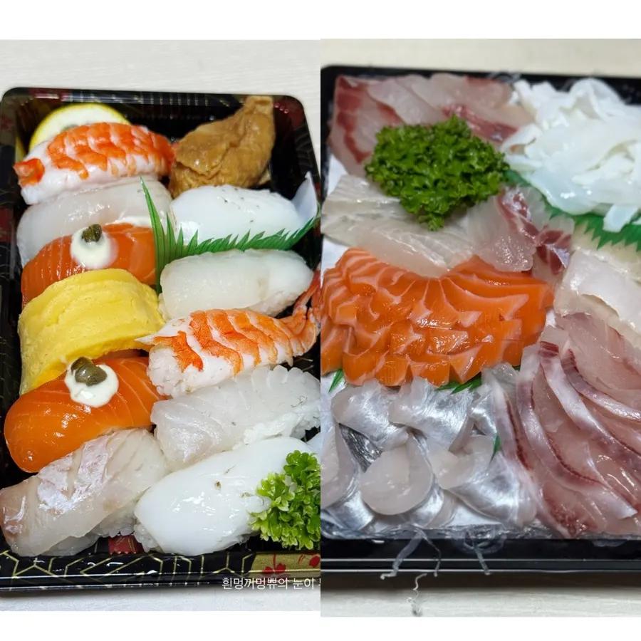 Takeout sashimi spread from Dutumhoe Dongmun Market Main Branch