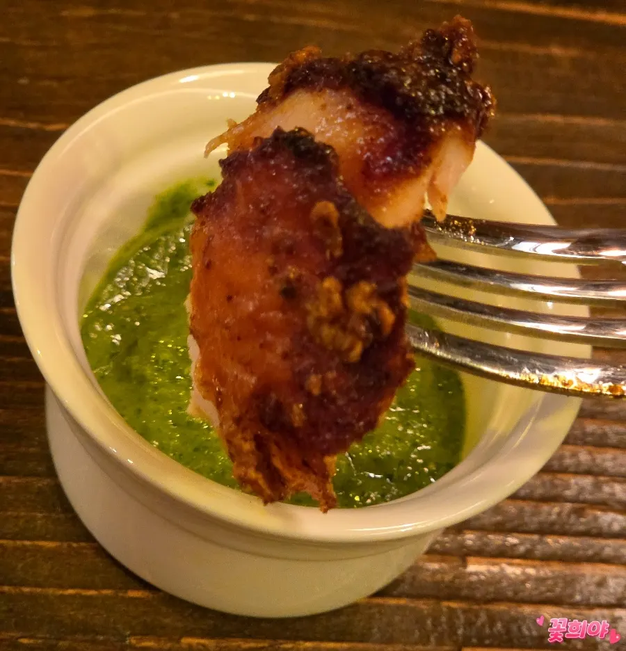 Cross-section of crispy-fried Nashville hot chicken