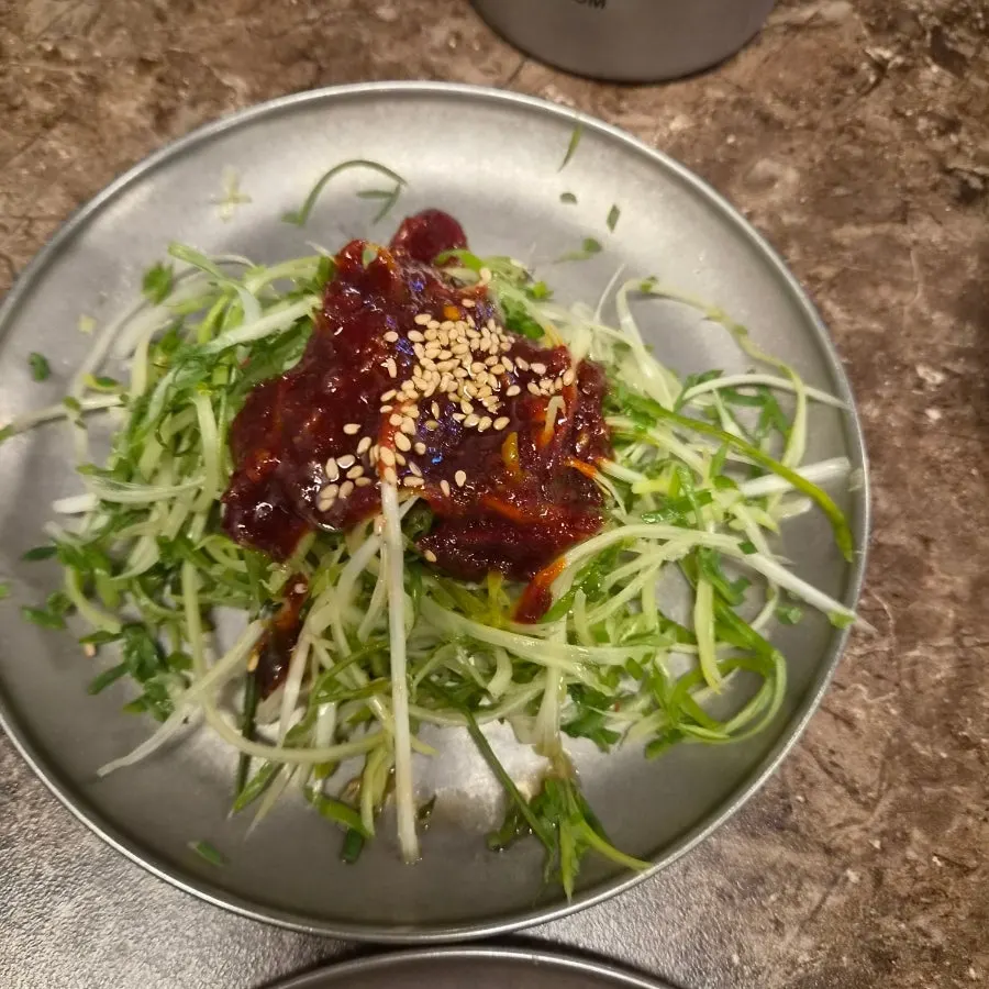 Side dish spread for a black pork meal