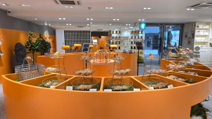 Shop interior with dol hareubang desserts on display