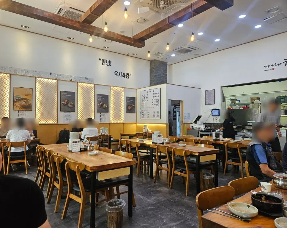 Spacious, clean tables inside the restaurant