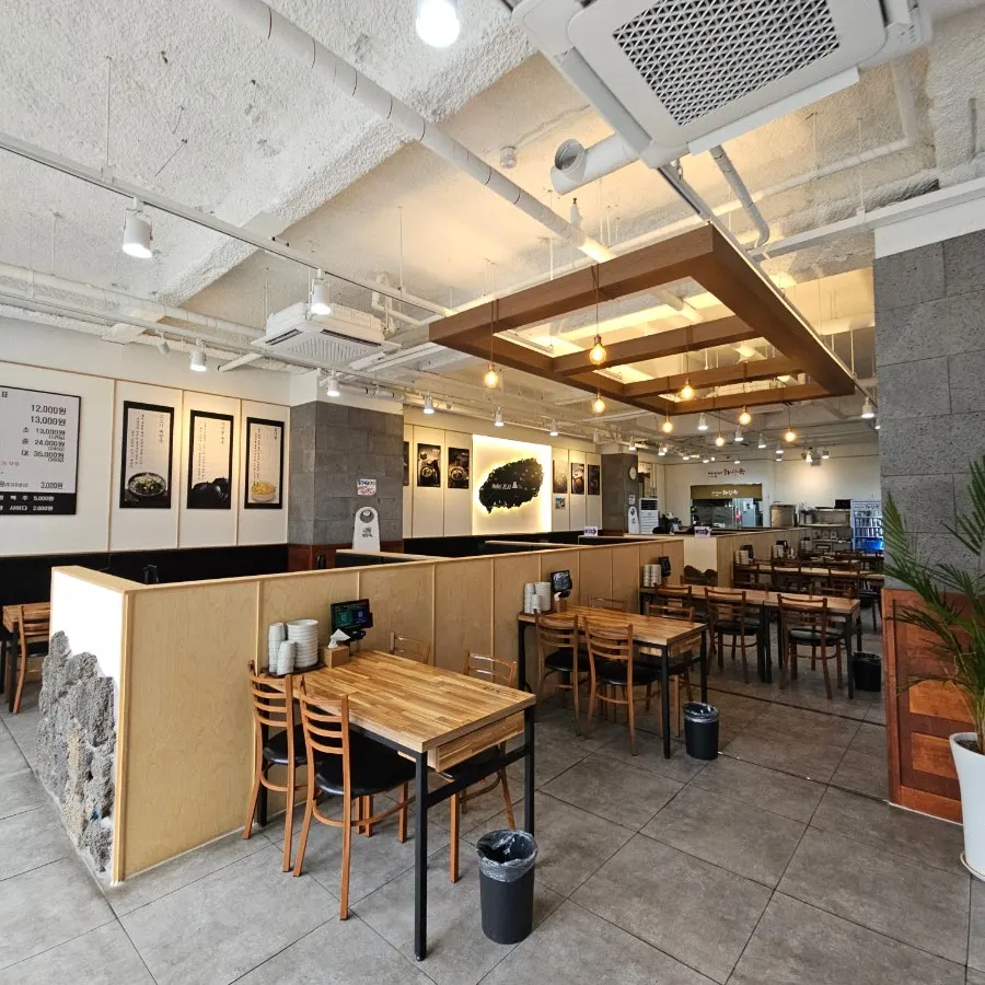 Spacious, pleasant interior and tables