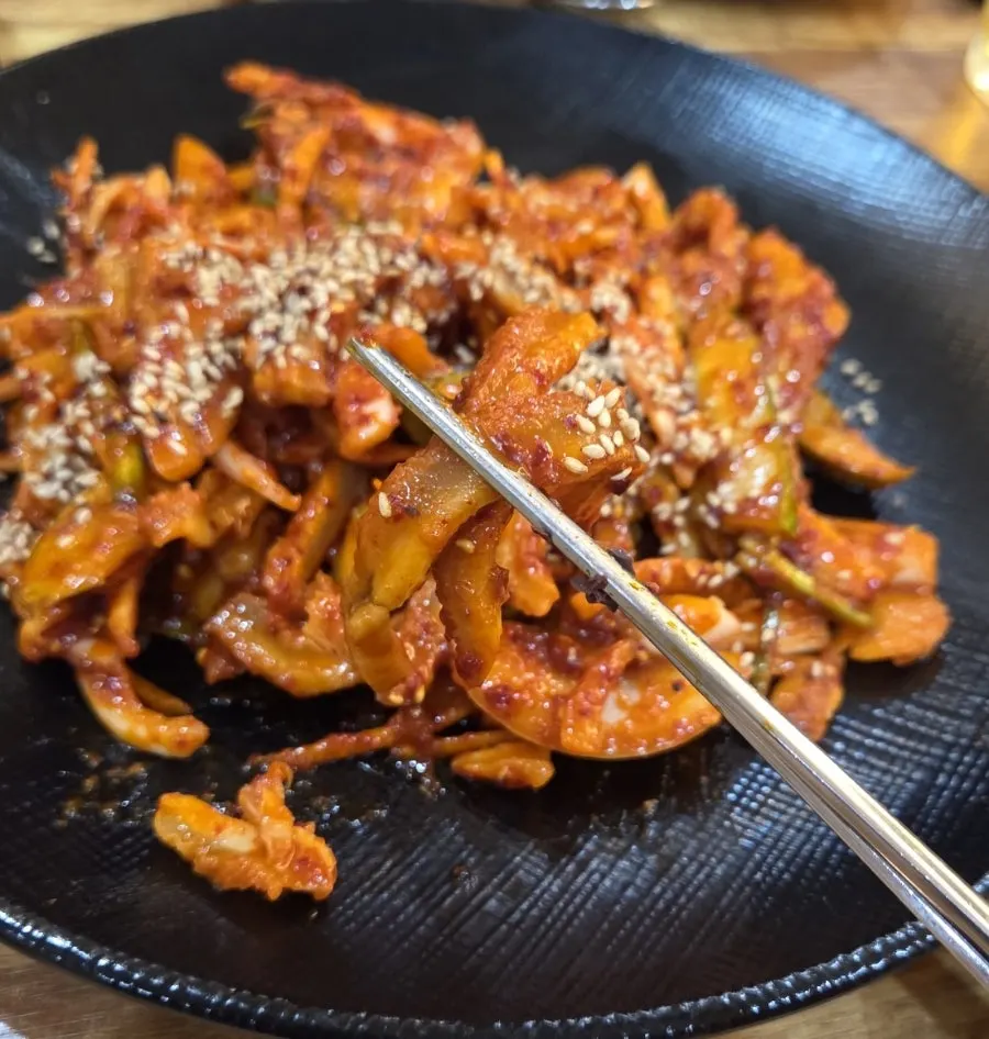 Plate of tripe salad with vegetables