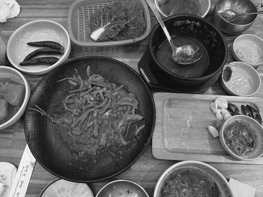 내장탕과 돔베고기, 양무침을 함께 즐긴 식사 마무리