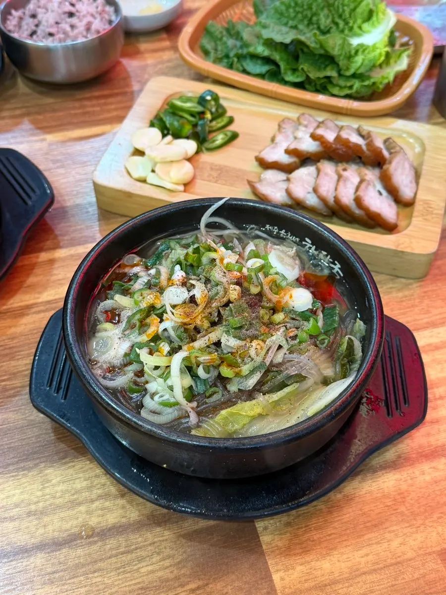 Haejangguk in an earthenware pot before mixing in the seasoning