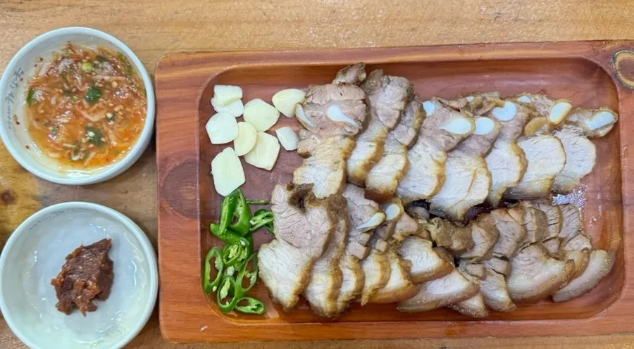 Close-up of glossy dombe pork