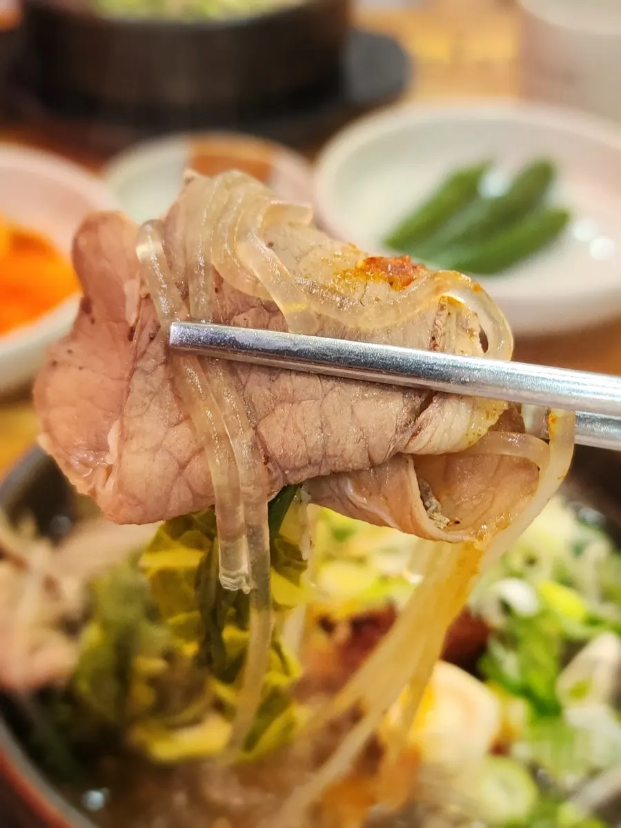 Spicy haejangguk broth eaten together with rice