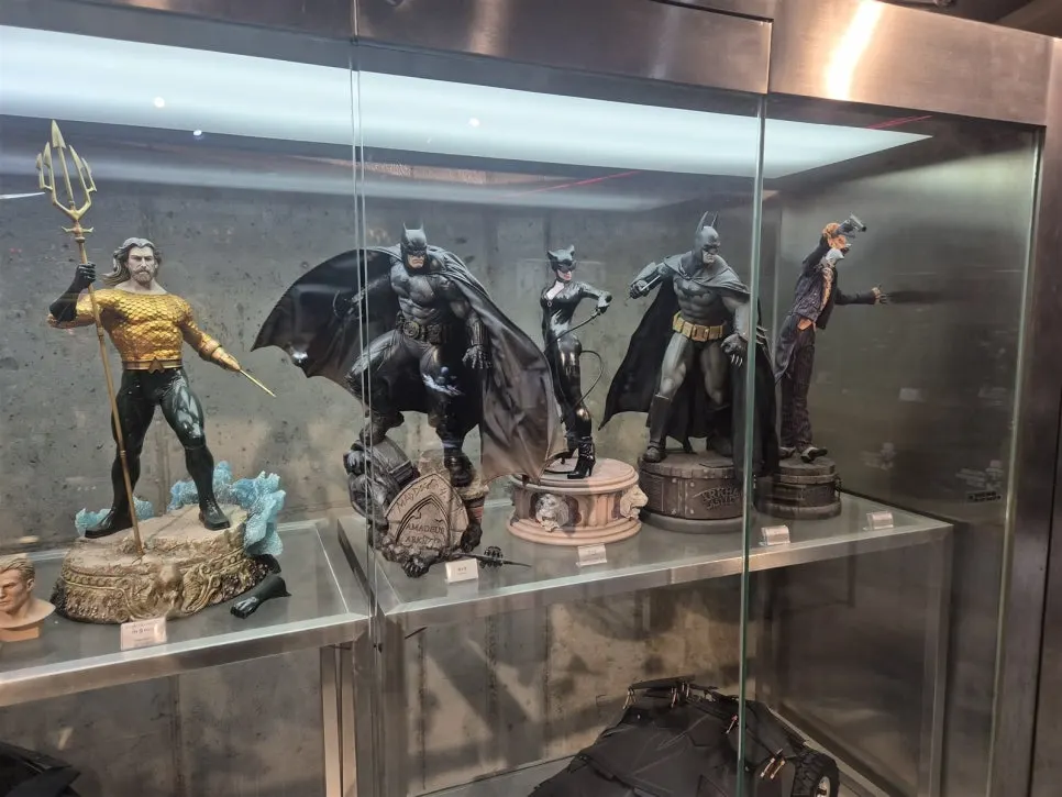 Display case of DC character standing figures