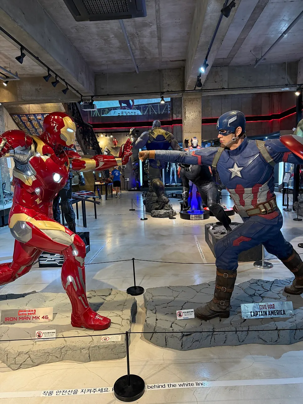 Exhibit corner lined with movie character figures
