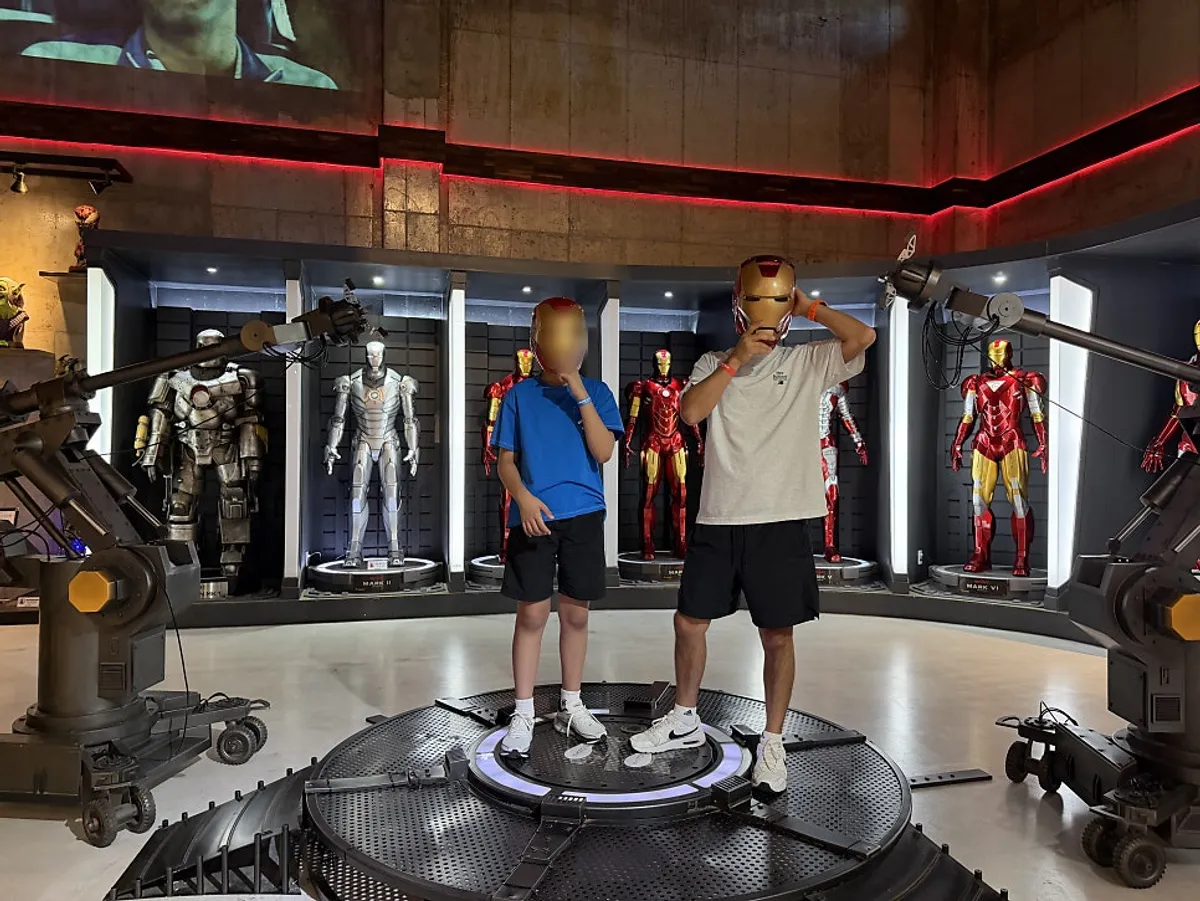 Iron Man exhibit set resembling a movie shoot