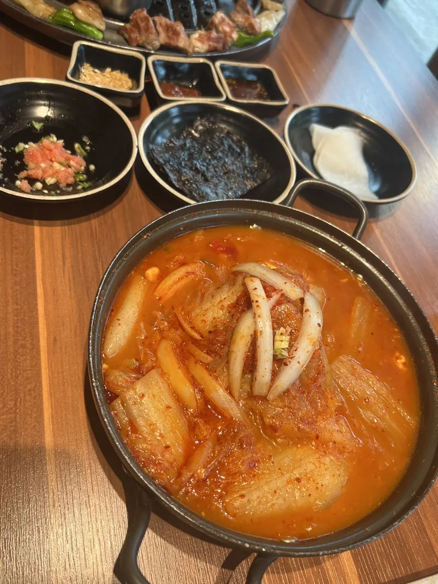 Kimchi jjigae packed with pork and kimchi