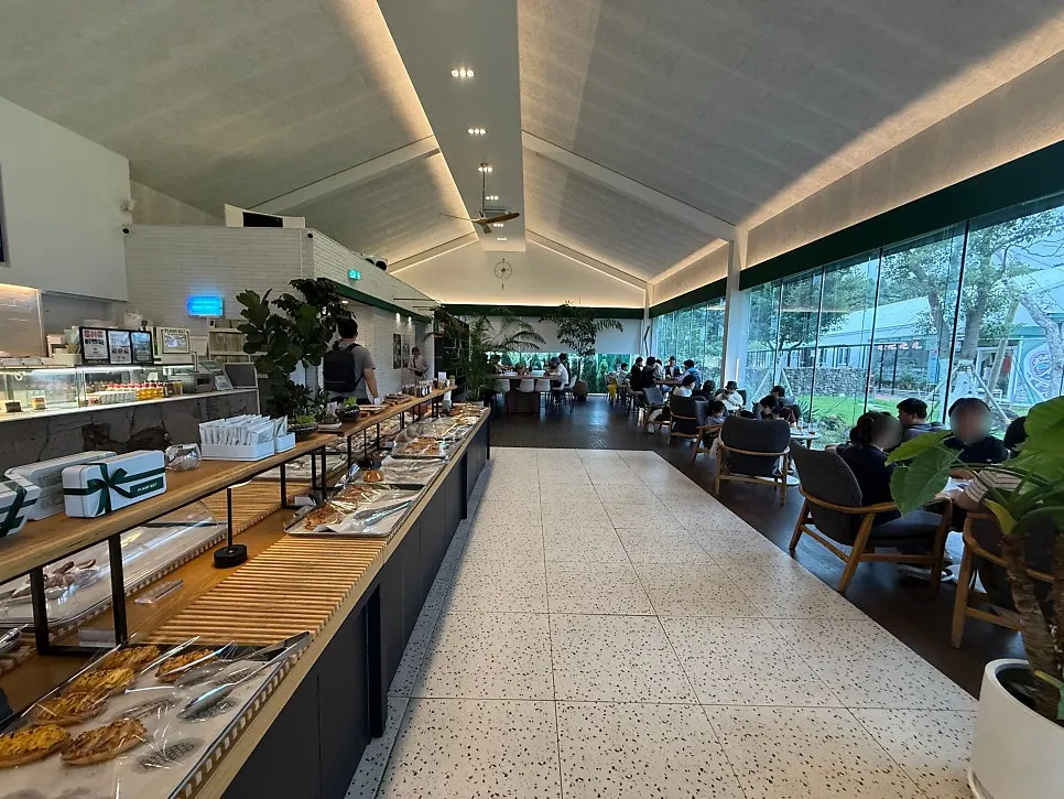 Spacious bakery café interior