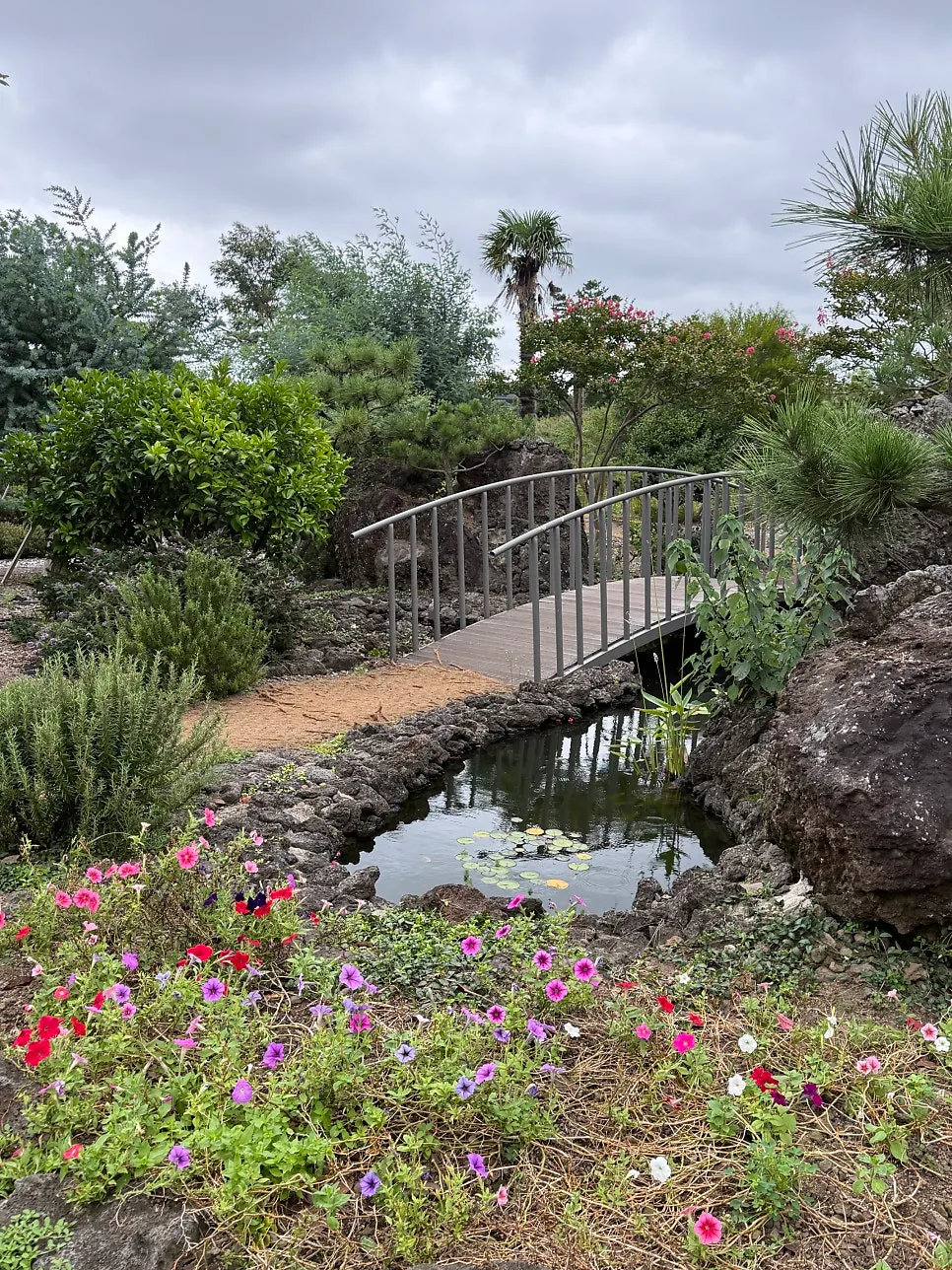 Outdoor garden with animals