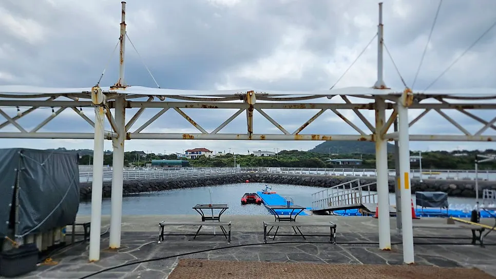 The underwater sea walking experience space set up inside the harbor