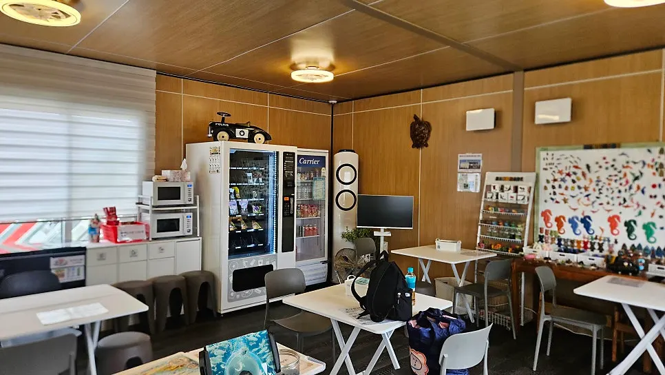 Waiting area inside the Underwater Play office