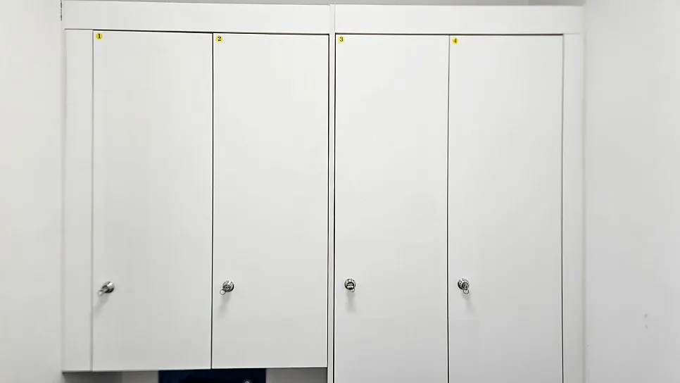 Shower and restroom facilities inside the complex
