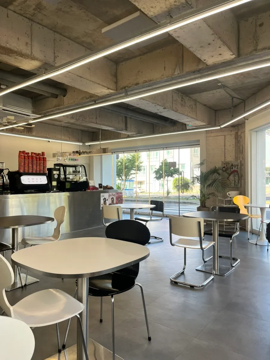 Spacious interior at Gluttony Coffee
