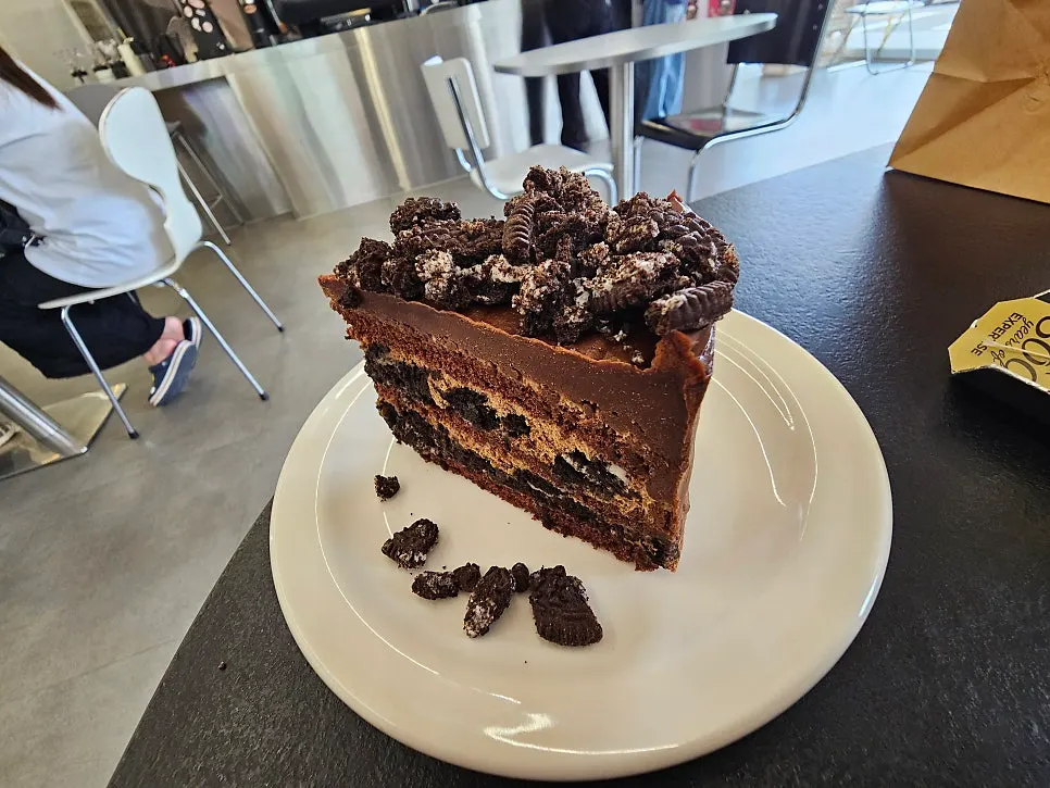 A slice of Gluttony Coffee's fig cake