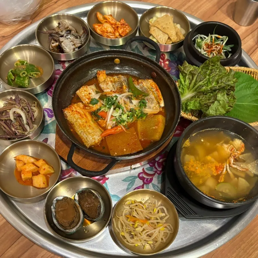 Jeju set meal filling the table