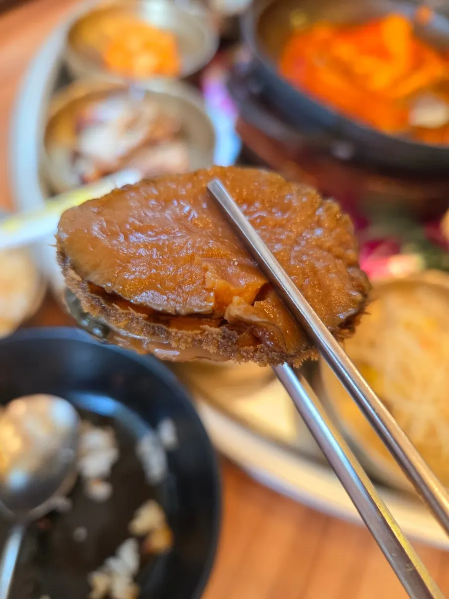 Full spread of the 13-side-dish Jeju set meal