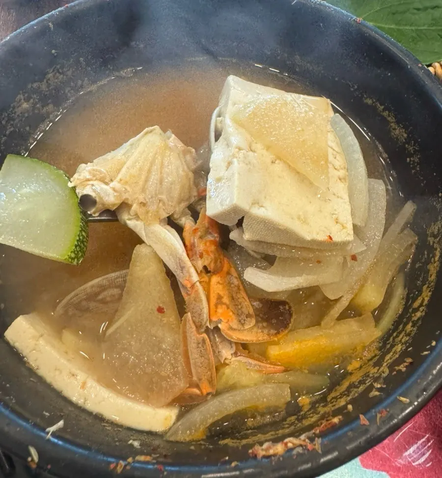 Braised mackerel served with aged kimchi