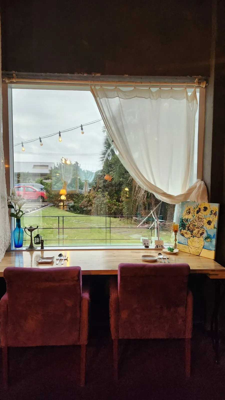 Dining area with a view out the window