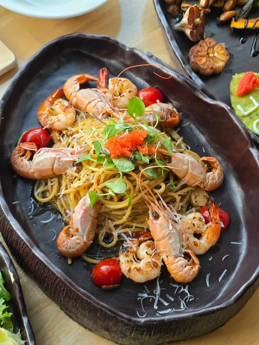 Hallasan pasta on a crater-shaped plate