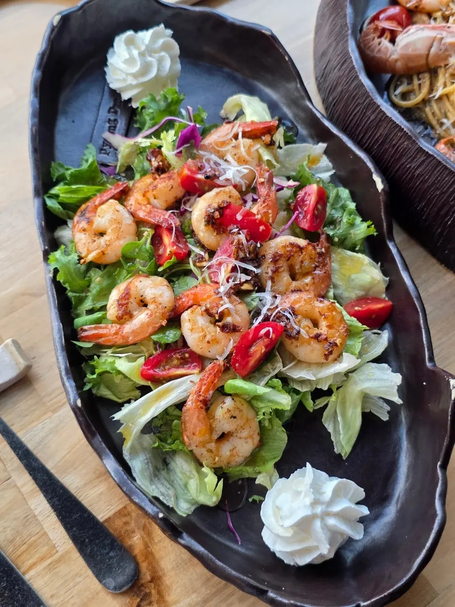Alhi salad loaded with shrimp