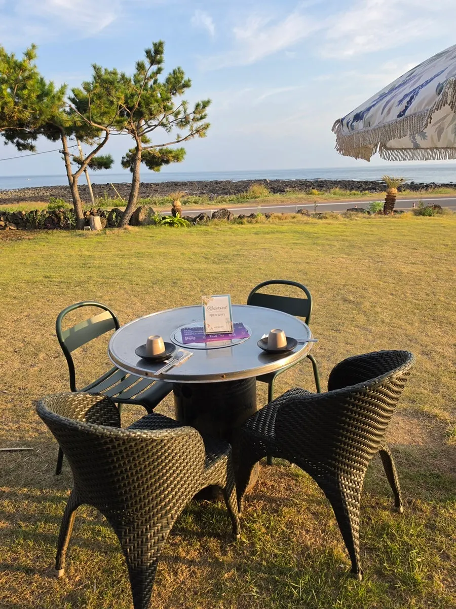 Outdoor table seat on a sunny day