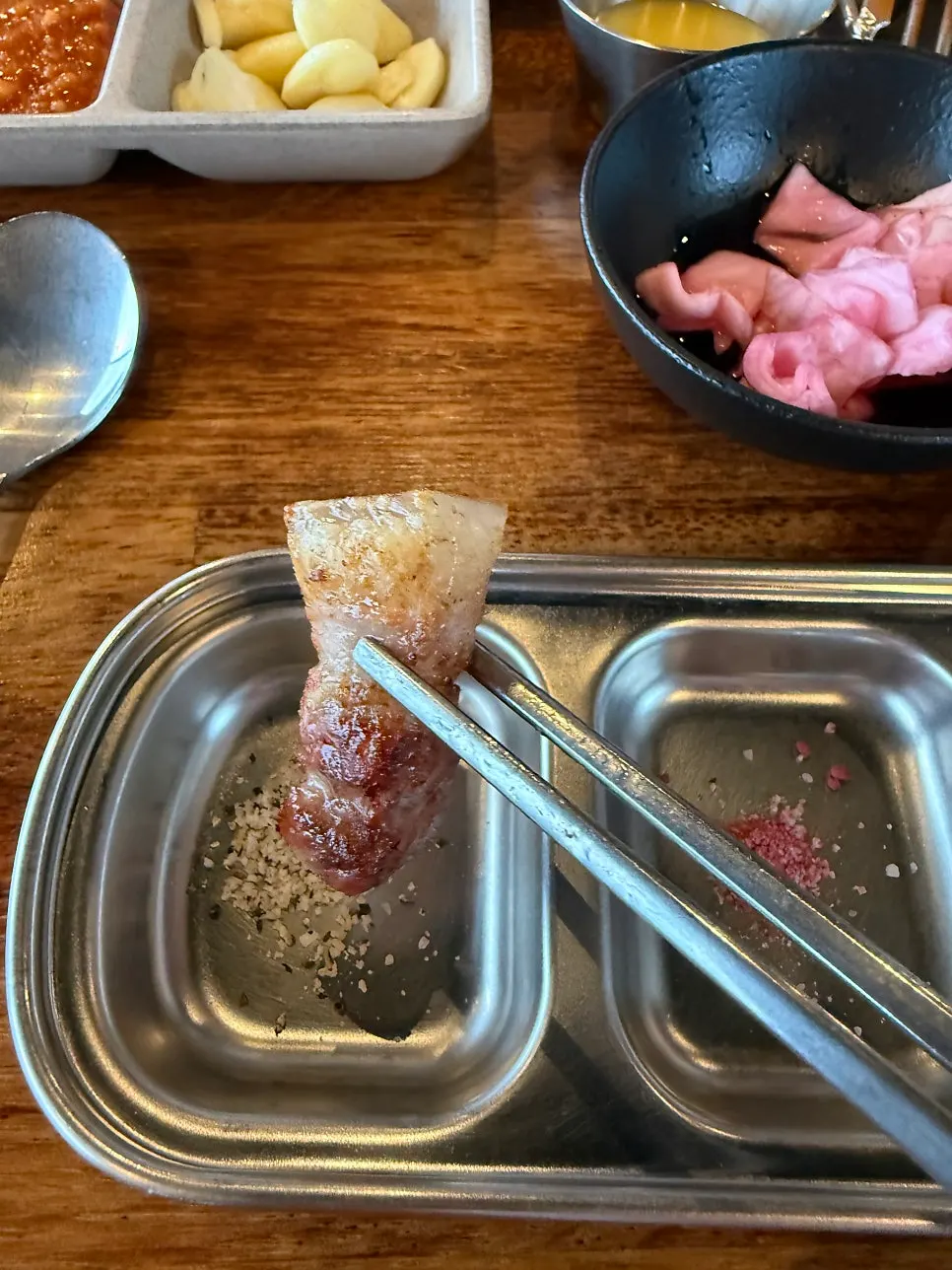 Pork belly meal served with Hallasan soju