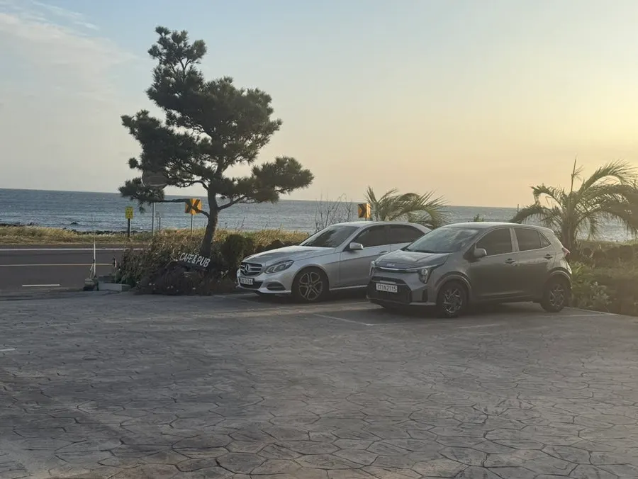 View of the Seogwipo coastal road on the way to Jeju Healing Dwaeji