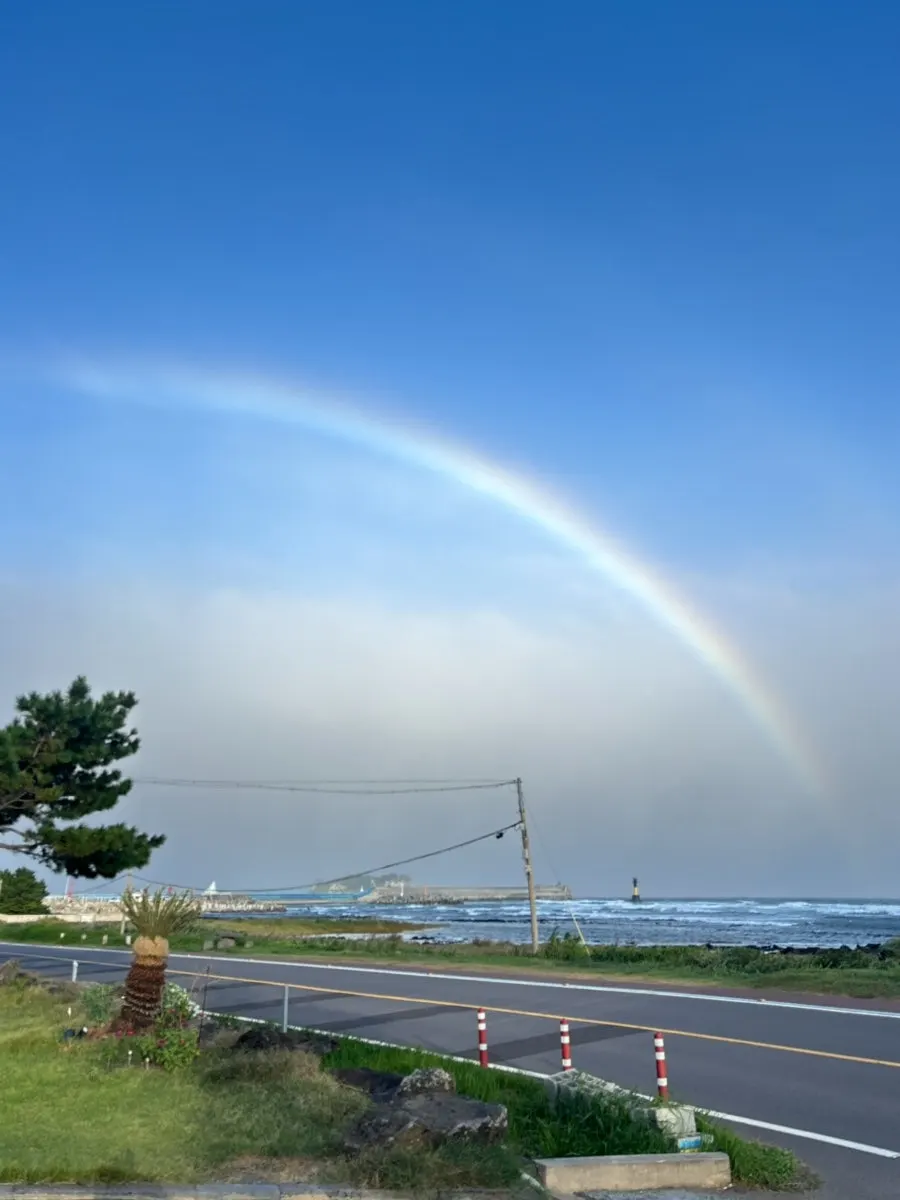 View of the sea near Gangjeong Port around Jeju Healing Dwaeji