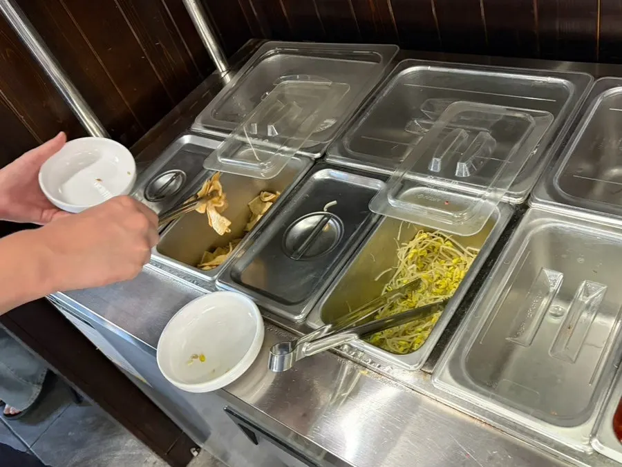 Basic side dish spread served at the table