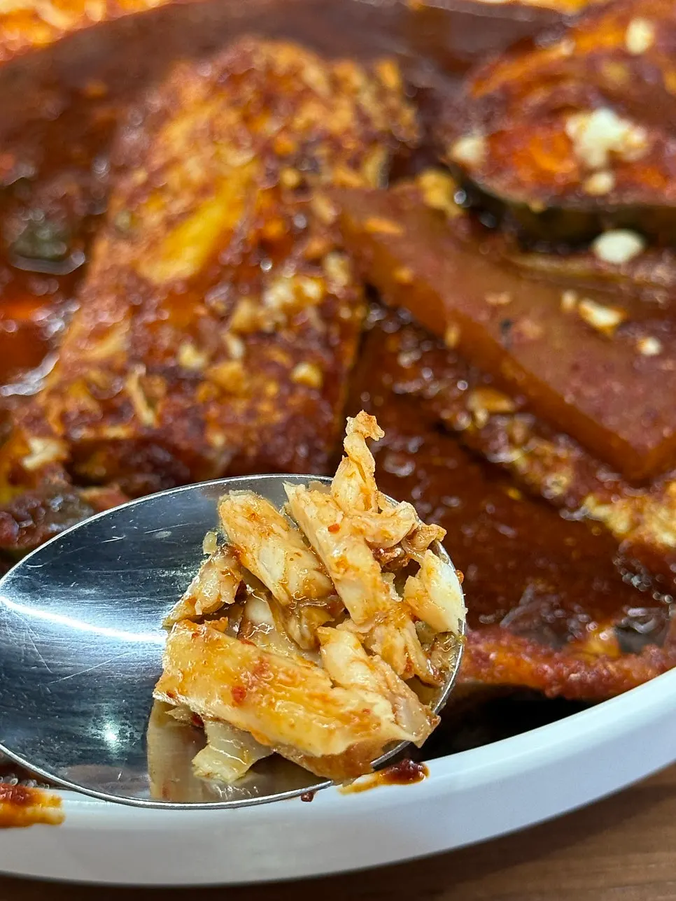 Thick chunk of hairtail in stew