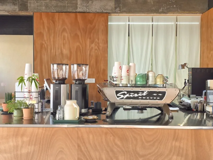 Interior view of the new café Raicho in Ido-idong, Jeju
