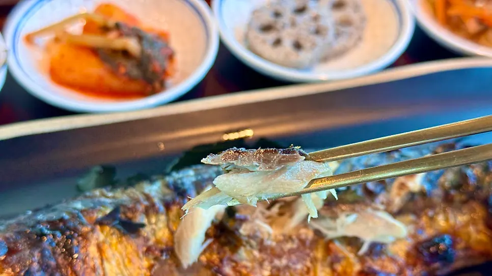 The wood-fired oven used to grill the fish