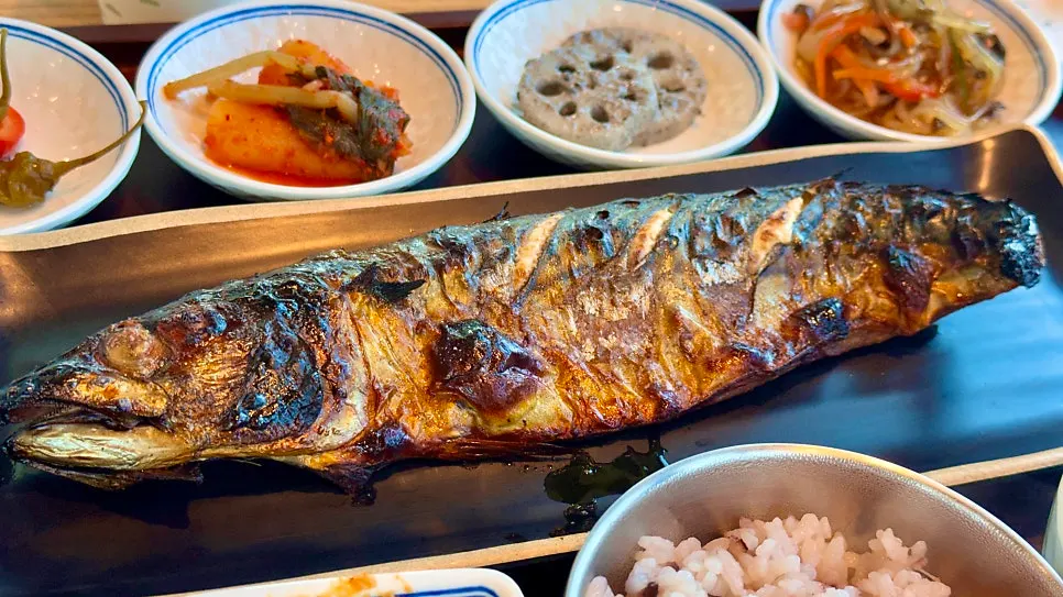 Grilled fish fresh out of the wood-fired oven