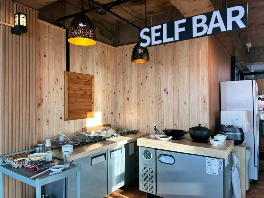 Self-serve bar with extra side dishes