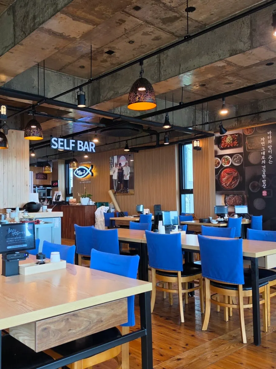 Ocean-view interior of the restaurant