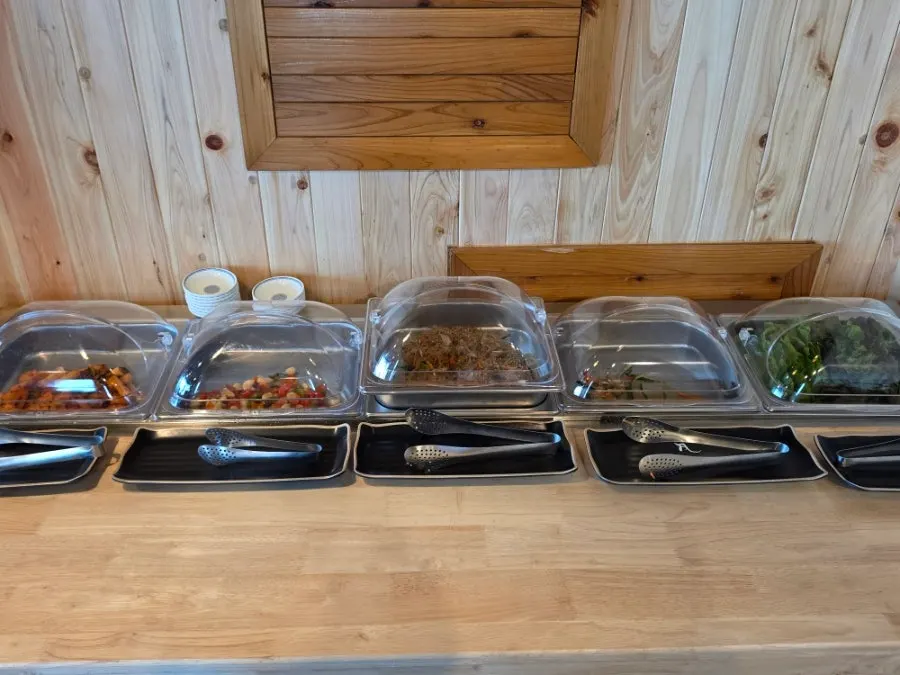 Self-bar set up on one side of the restaurant
