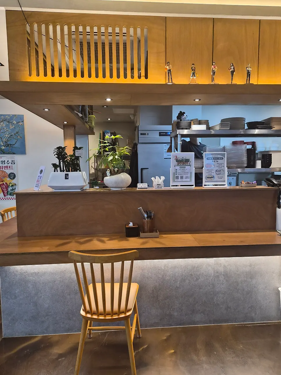 Wood-toned interior of the shop