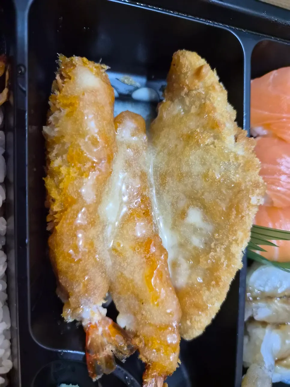 Thick salmon sushi and shrimp sushi