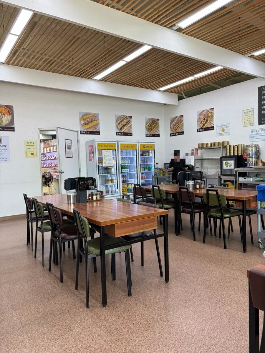 Spacious interior of Myeonjumak with baby chairs ready