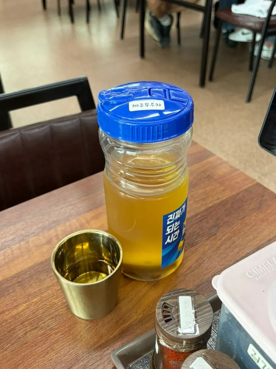 Warm radish tea served first at the restaurant