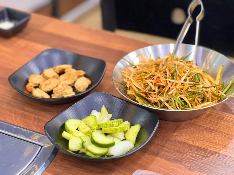 Neatly plated side dishes