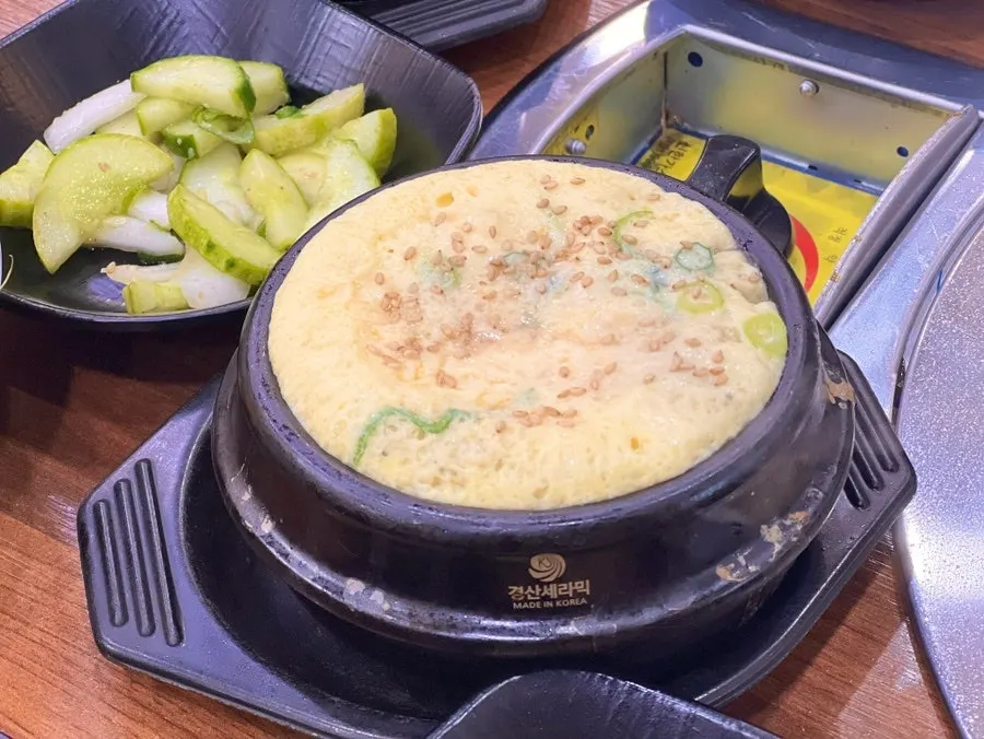Complimentary fluffy steamed egg