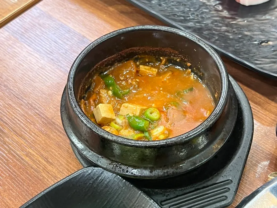 A bowl of rice topped with gangdoenjang