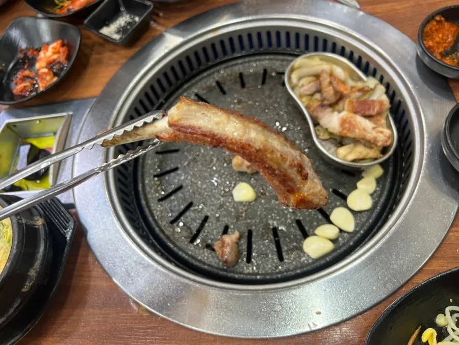 Plate of black pork picked clean to the bone