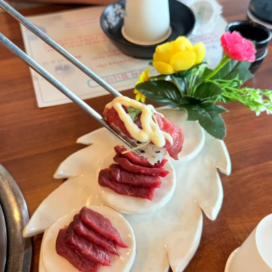 馬肉生馬肉盤特寫